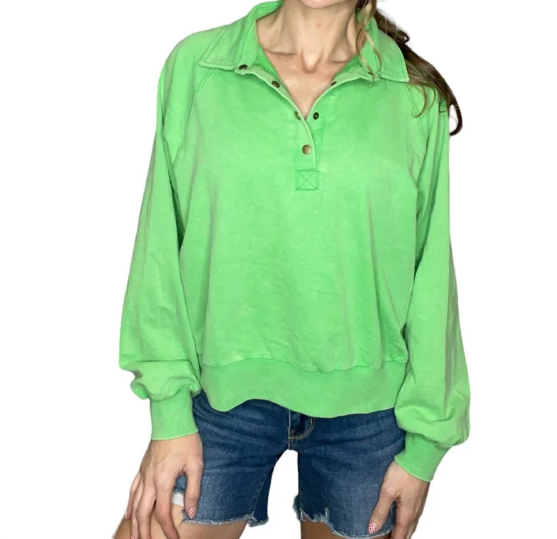 Snap Button Up Top In Green