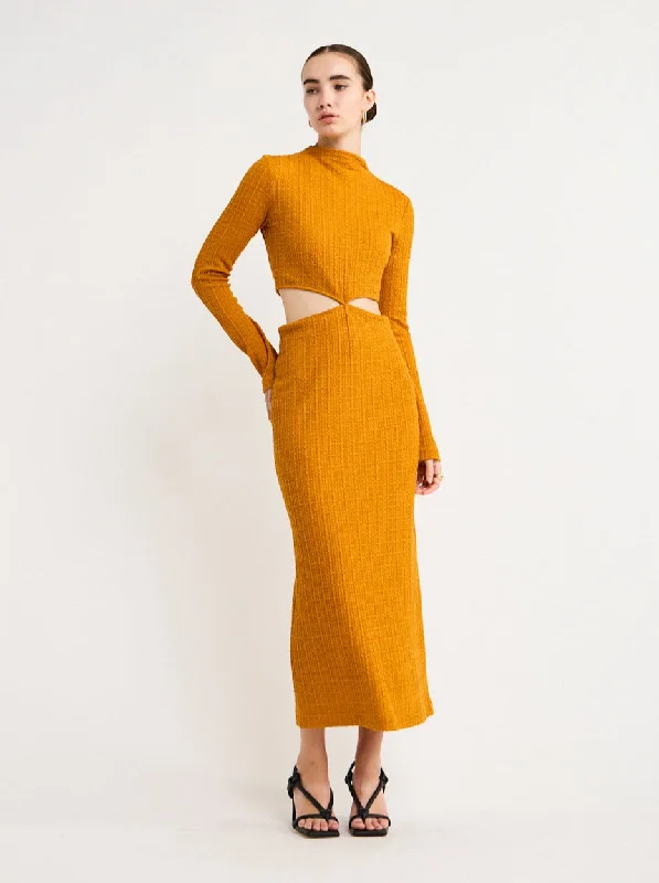 Camilla and Marc Nemesia Long Sleeve Dress in Burnt Orange